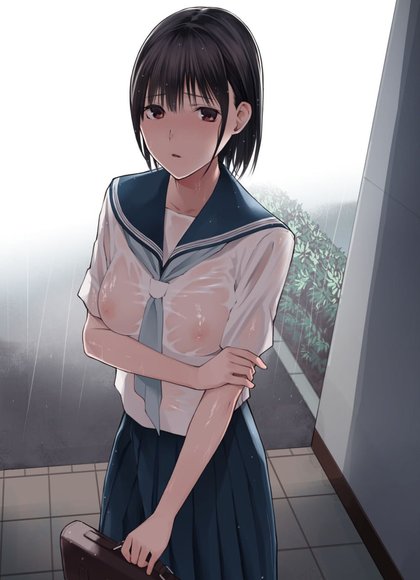 雨天，隐约可见的乳头